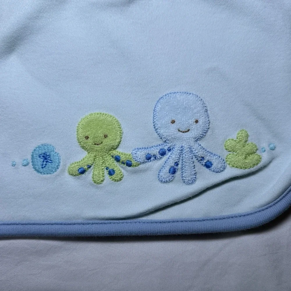 Gymboree Under The Sea Blue Octopus Fish Ocean Reversible Blanket 2006 Vintage